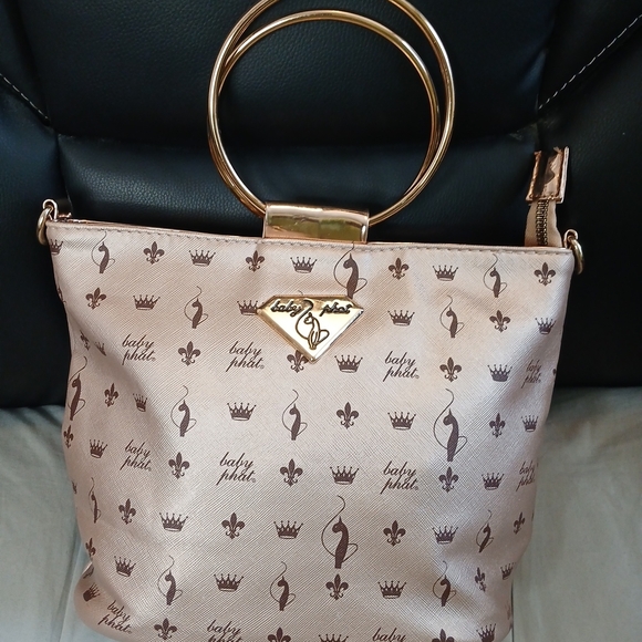 Vintage Y2K Baby Phat Rose Gold and Brown Handbag With Detachable Long Strap - Picture 2 of 9